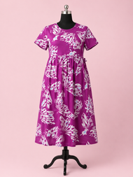 Women's Maternity Magenta Butterfly Print Feeding Gown