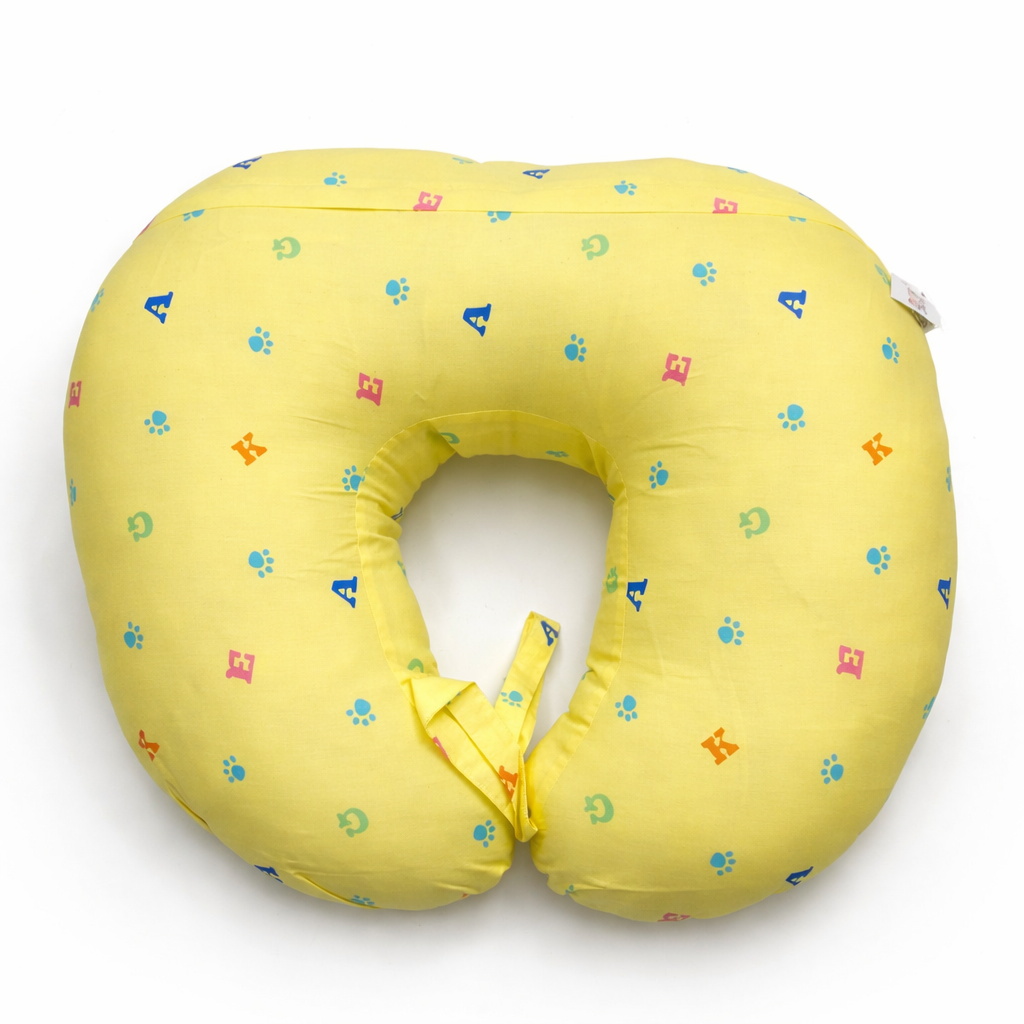 Yellow Alphabet & Paw Print Feeding Pillow