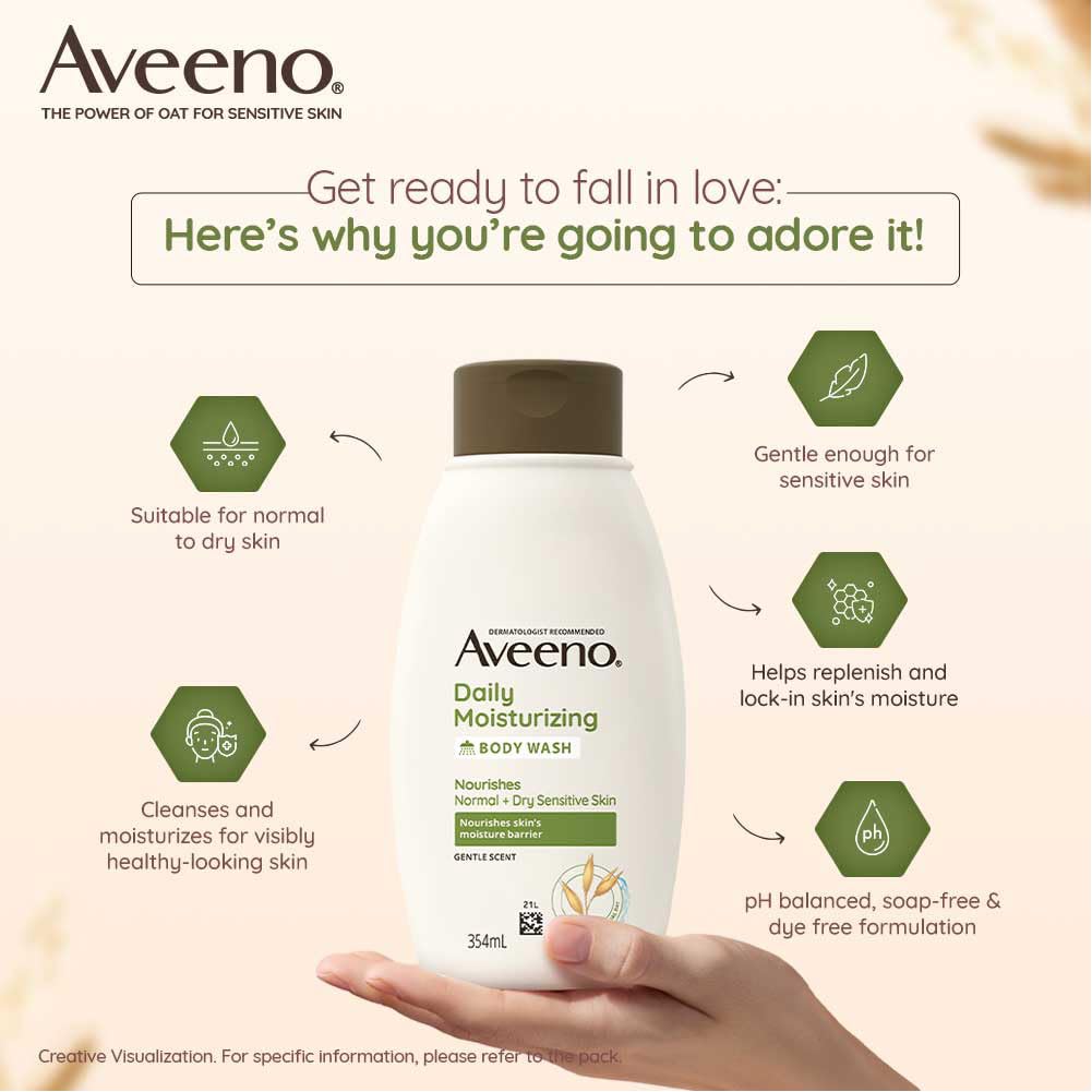 Aveeno Daily Moisturising Body Wash for Dry Skin 354ml - Mamadada