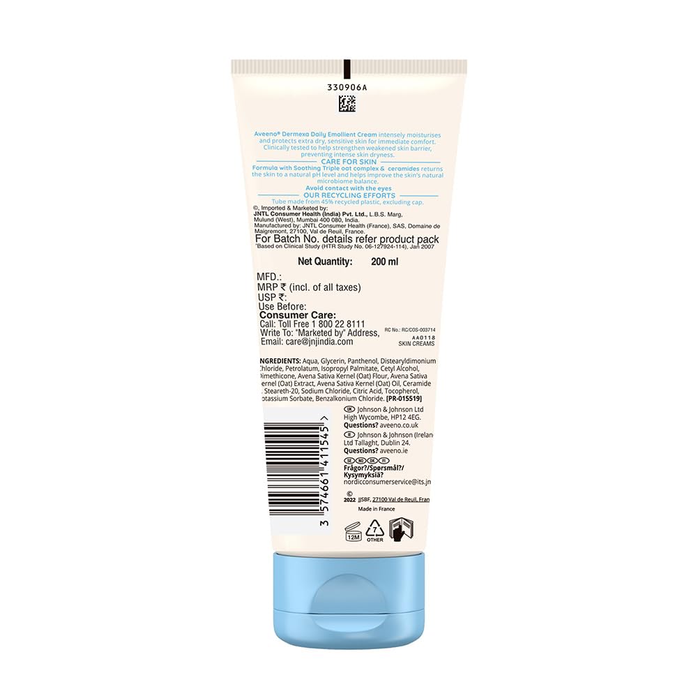 Aveeno Dermexa Emollient Cream for Extra Dry & Itchy Skin 200ml