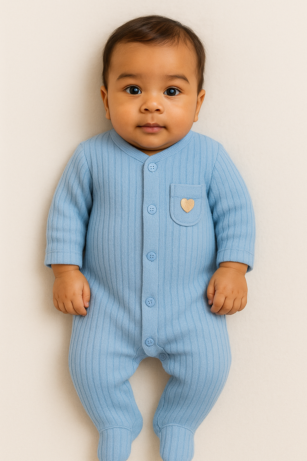 Sky Blue Ribbed Baby Romper
