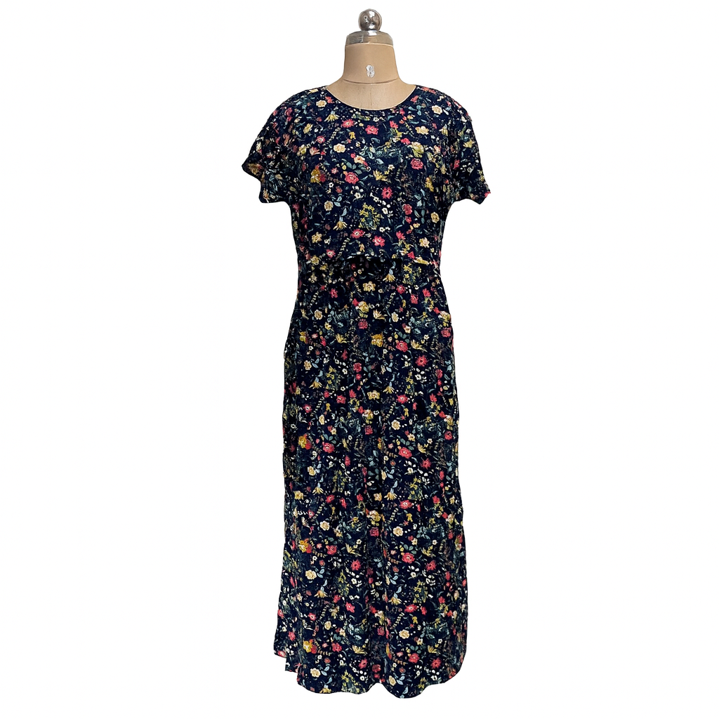 Floral Navy Feeding Maxi Dress