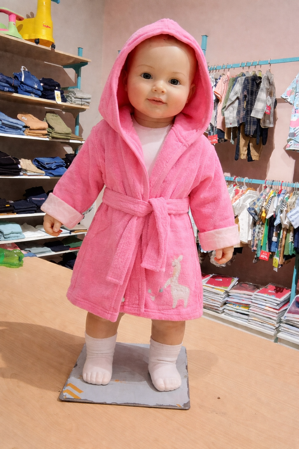 Baby Giraffe Hooded Bathrobe – Pink