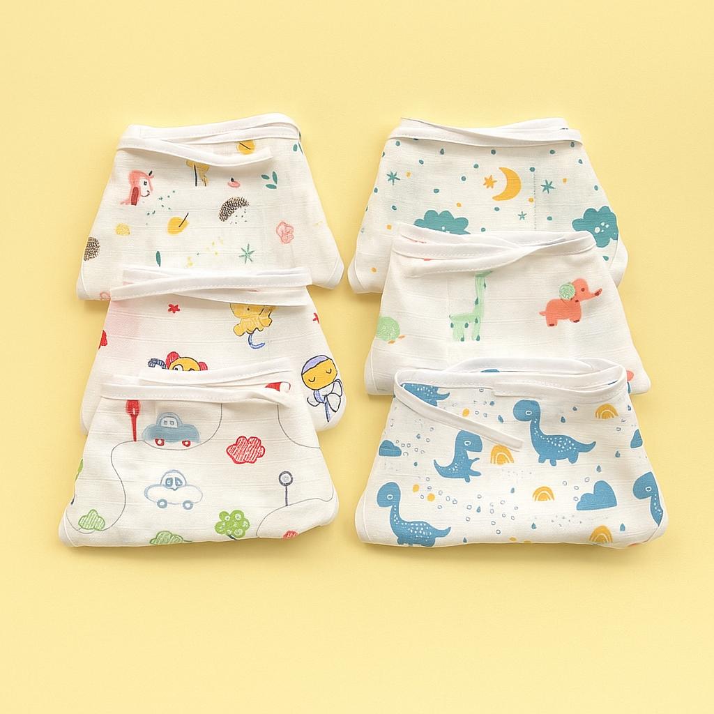6-Piece Muslin Nappy Combo for Babies – Eco-Friendly & Washable - Mamadada