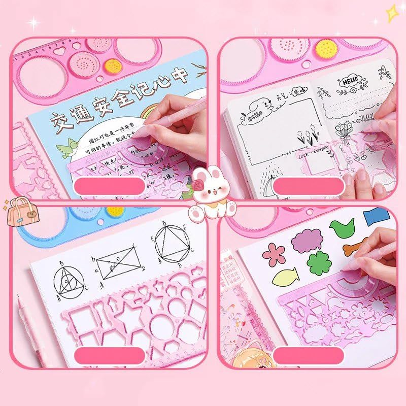 Geometric Drawing Ruler Set – 7+1 Cute Spirograph Drawing Set for Kids - Mamadada
