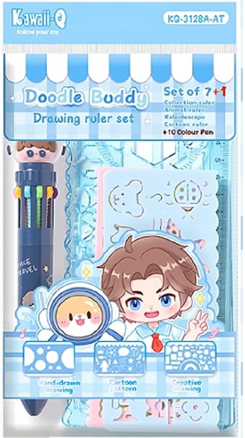 Geometric Drawing Ruler Set – 7+1 Cute Spirograph Drawing Set for Kids - Mamadada