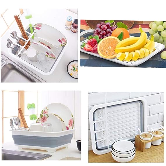 Foldable Kitchen Drain Rack – Space Saving Dish Drying Rack with Utensil Holder
