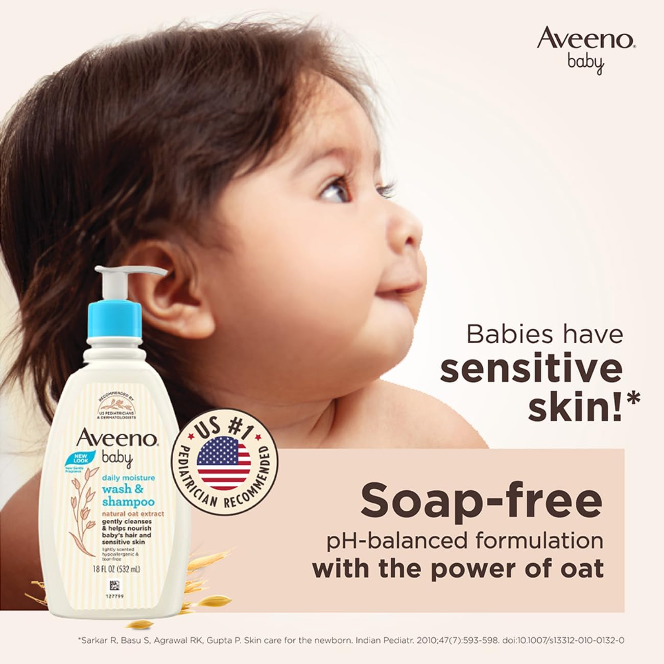 Aveeno Baby Daily Moisturising Wash & Shampoo for Sensitive Skin 532ml