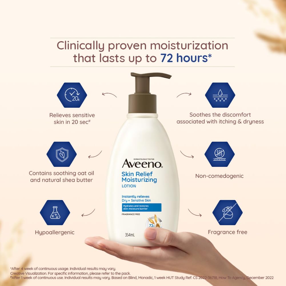 Aveeno Skin Relief 24H Moisturising Lotion for Very Dry Skin 354ml - Mamadada
