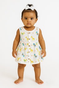 Giraffe & Bird Muslin Frock