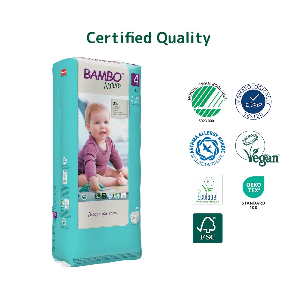 Bambo Nature Premium Baby Tape Diapers for Babies, Large Size (7-14 Kgs) - Mamadada