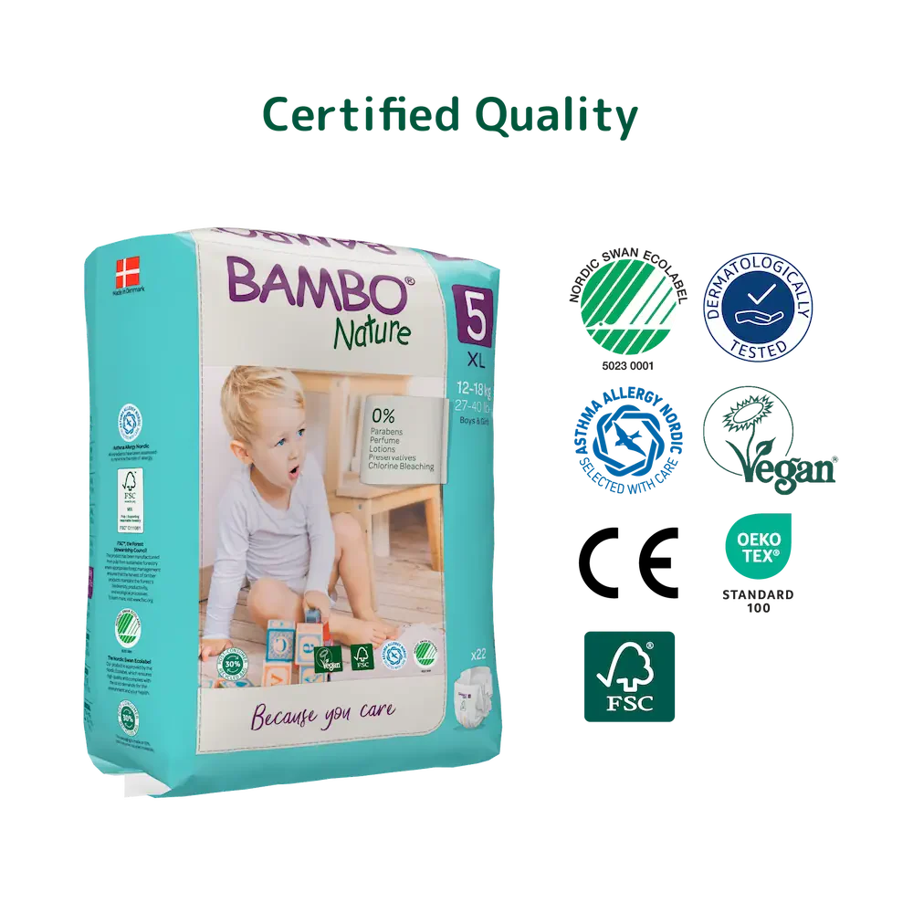 Bambo Nature Premium Baby Tape Diapers for Babies, XL Size (12-18 Kgs)