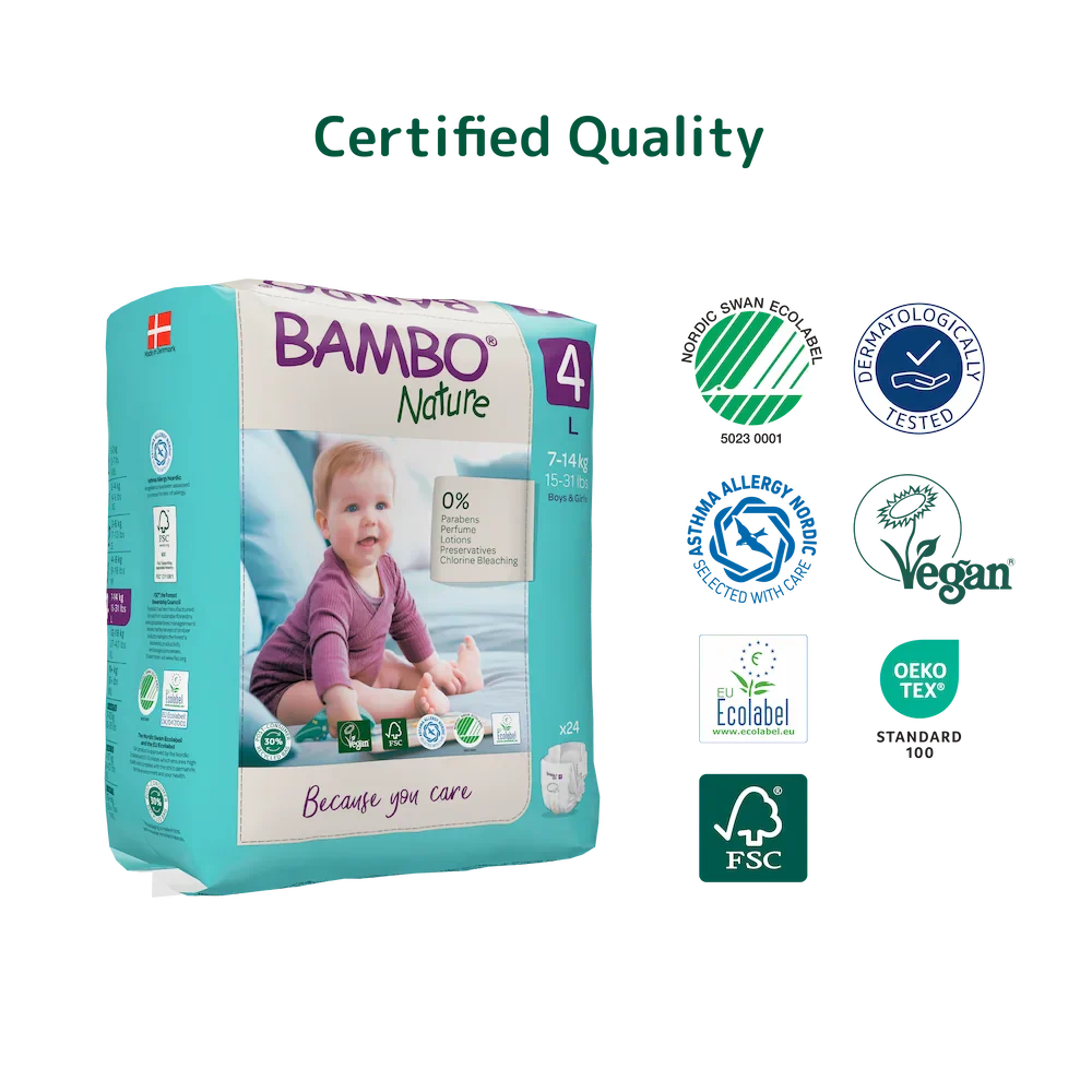 Bambo Nature Premium Baby Tape Diapers for Babies, Large Size (7-14 Kgs)