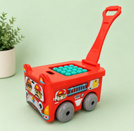 Fire Truck Pull Wagon with Building Blocks