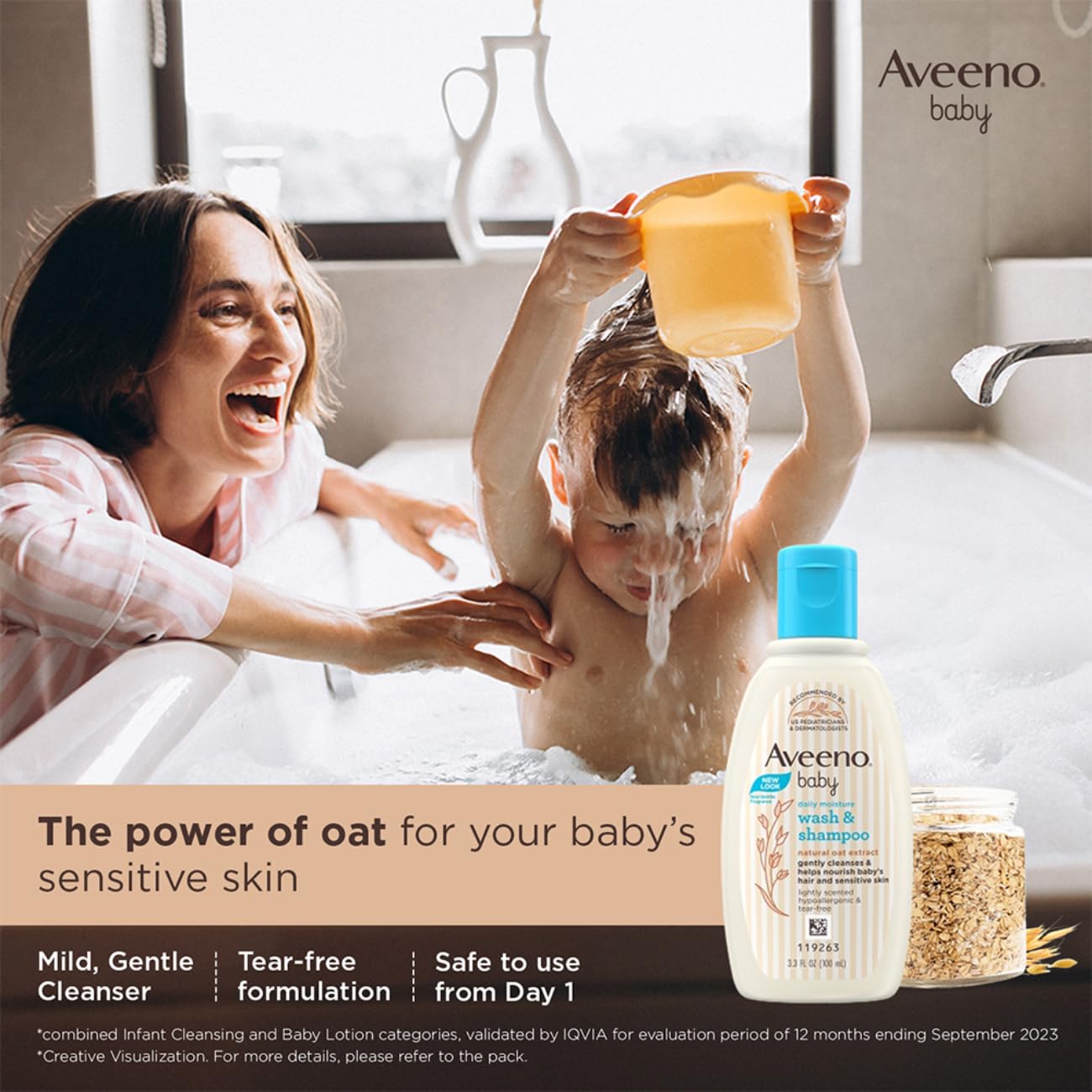 Aveeno Baby Daily Moisturising Wash & Shampoo Travel Pack 100ml