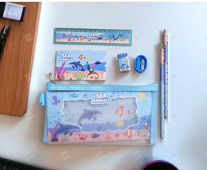 Kids Cartoon Mesh Pencil Pouch - Mamadada