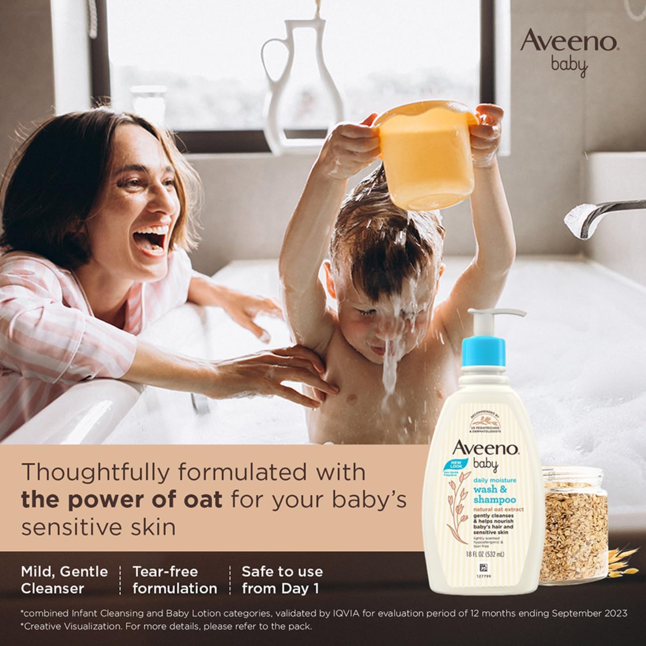 Aveeno Baby Daily Moisturising Wash & Shampoo for Sensitive Skin 532ml
