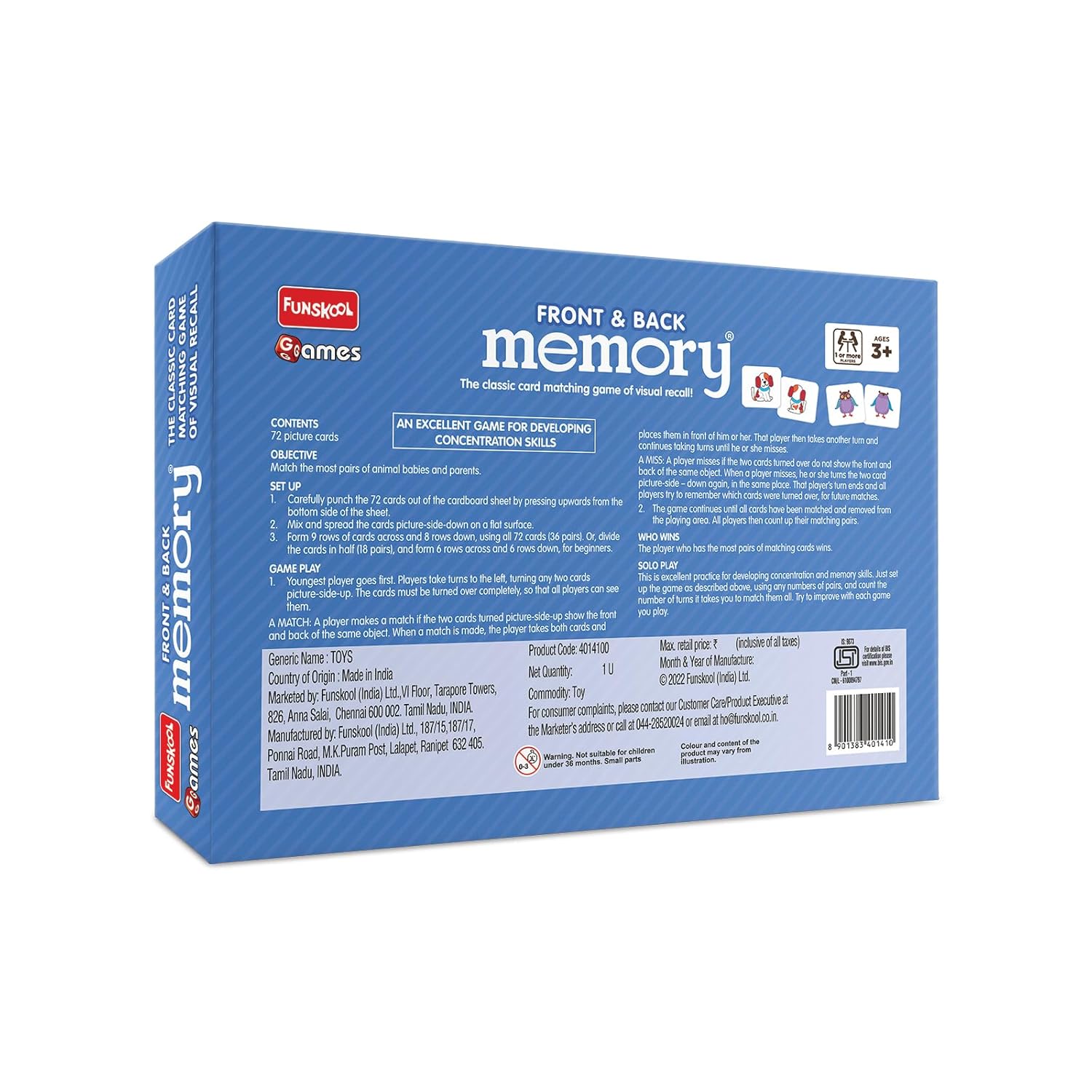 Funskool Front & Back Memory Game – Classic Card Matching Game