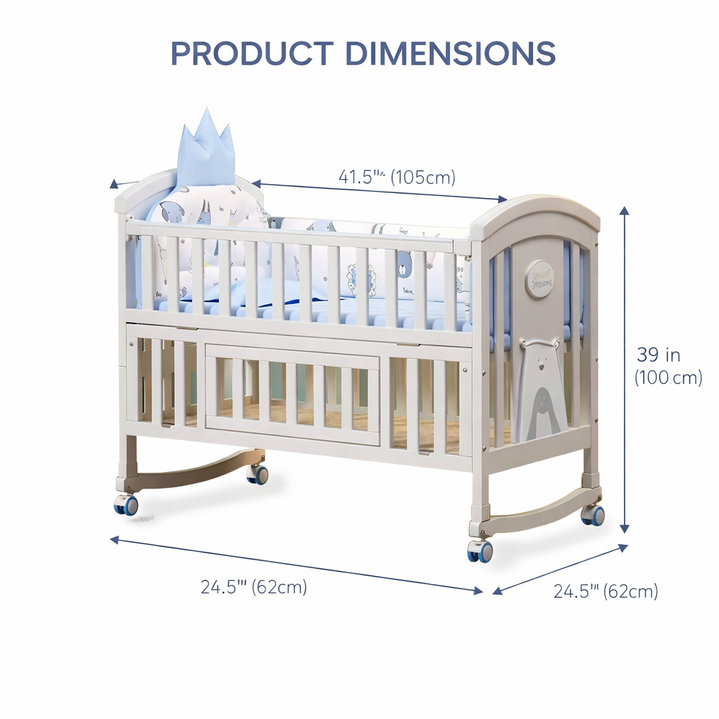 Classic Wooden Rocking Baby Cradle