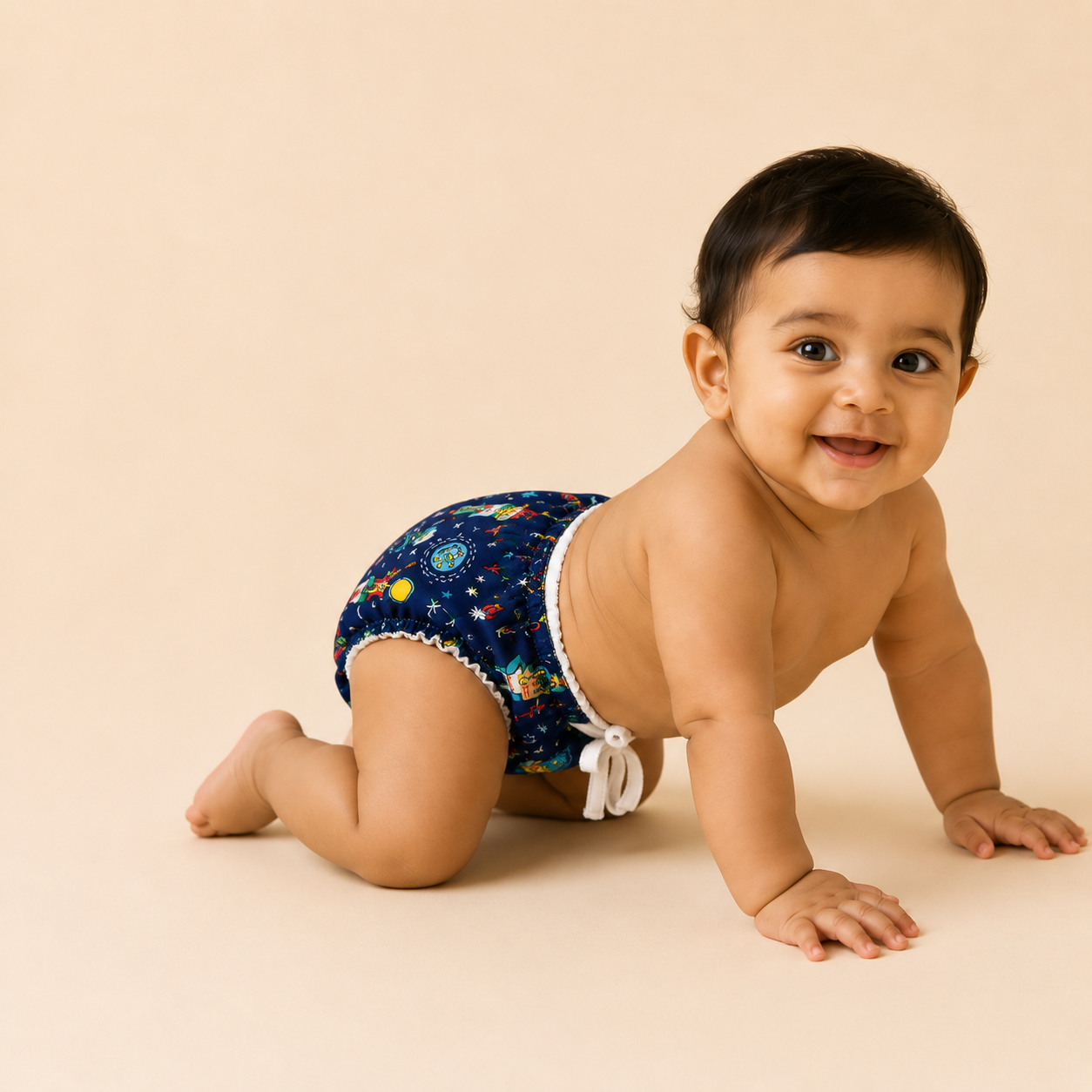 Premium Muslin Organic Cotton Knot Padded Nappy for Newborn Babies (0-3 Months)  Soft, Absorbent & Reusable