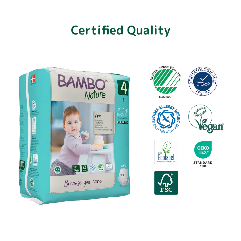 Bambo Nature Premium Baby Pants Diapers for Babies, Large Size (7-12 Kgs)