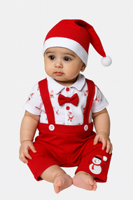 Baby Boy Santa Suspenders Romper Set