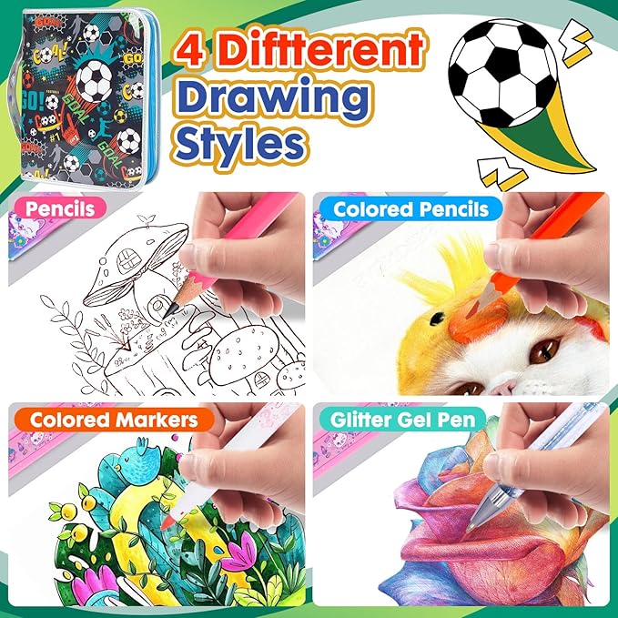 Kids Art & Coloring Kit with Zipper Pouch