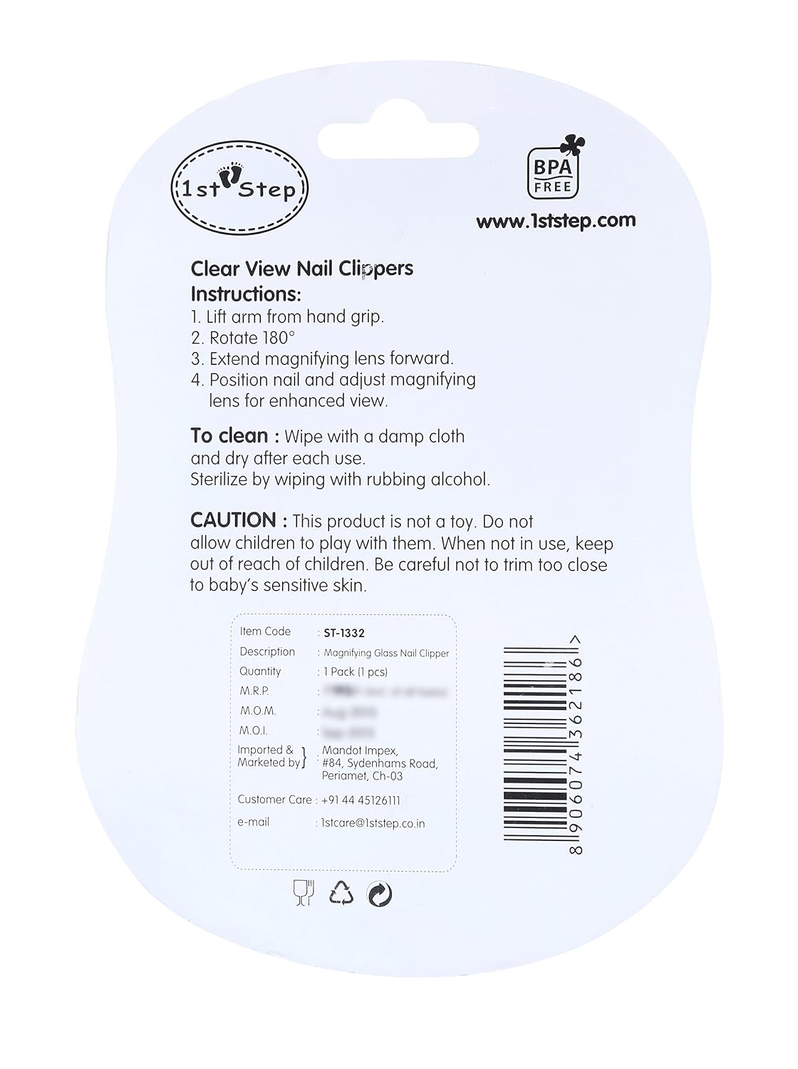 1st Step Easy Grip Baby Nail Clipper With Magnifying Glass - Mamadada