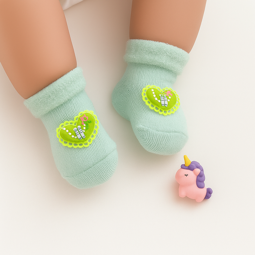Lime Heart Baby Socks