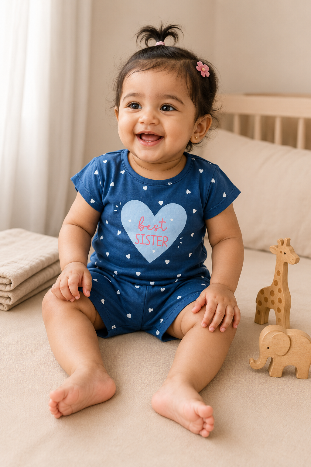 Girls’ Best Sister Heart-Print T-Shirt & Shorts Set