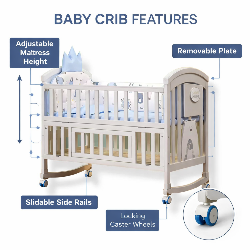 Classic Wooden Rocking Baby Cradle