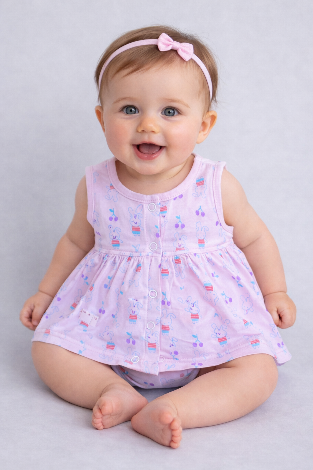 Lavender Bunny Print Baby Frock