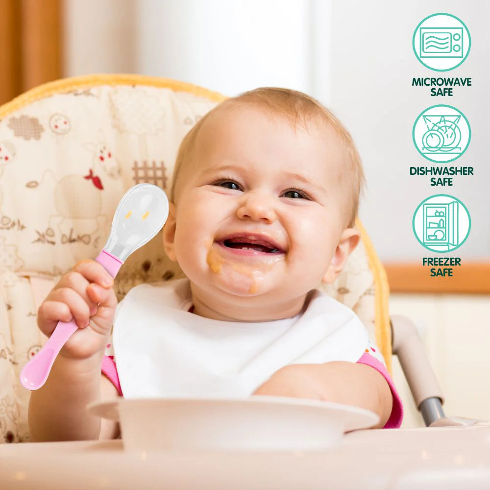 1st Step Dual Ended BPA Free Silicone Spoon Set (Pink) - Mamadada