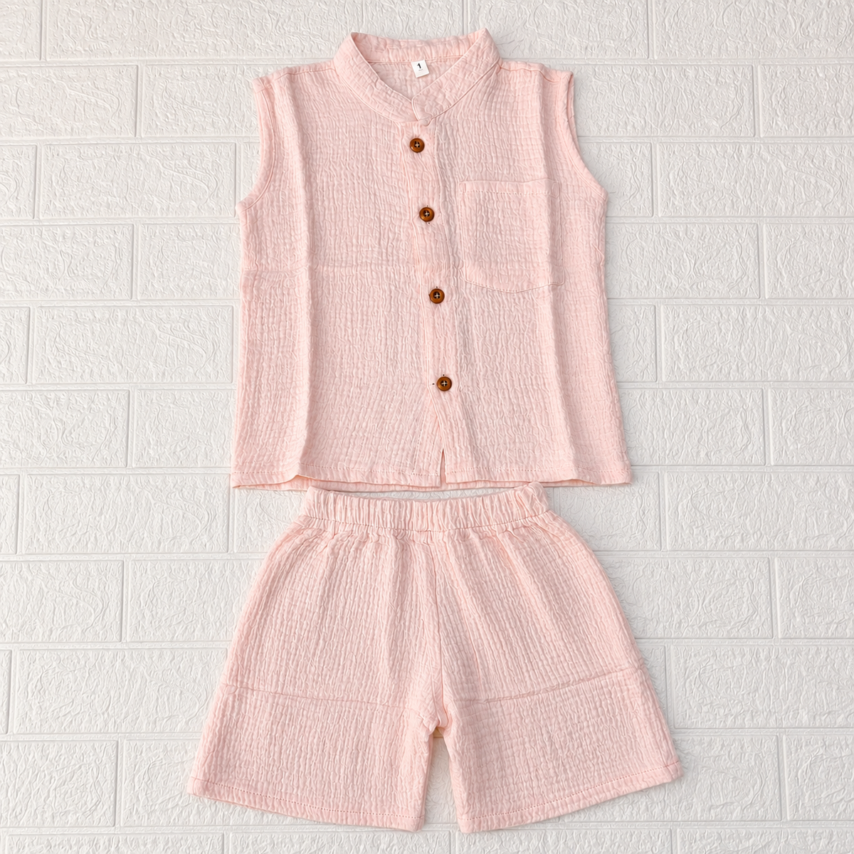 Blush Pink Muslin Boys Co-ord Set
