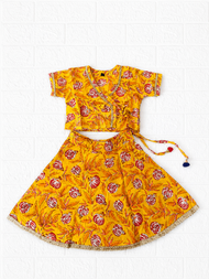 Yellow Floral Print Traditional Lehenga Choli Set