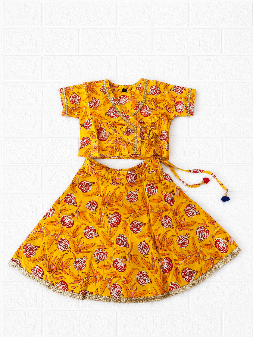Yellow Floral Print Traditional Lehenga Choli Set