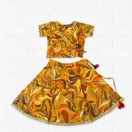 Mustard Yellow Abstract Print Traditional Lehenga Choli Set
