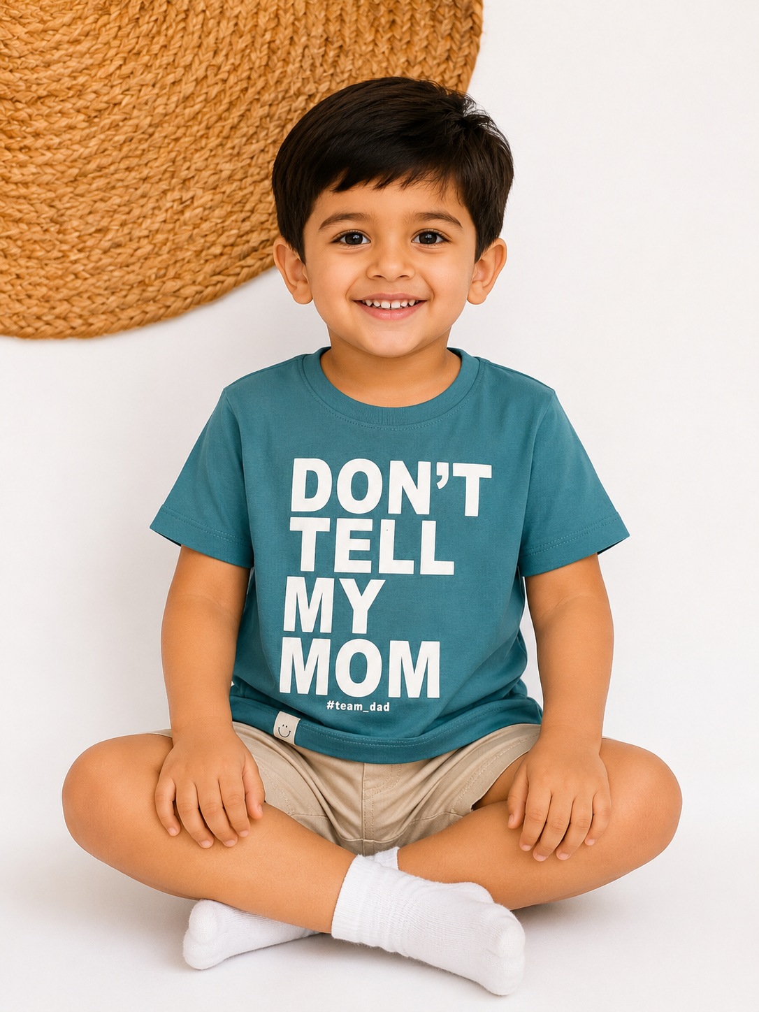 "Don't Tell My Mom" Printed Cotton T-Shirt