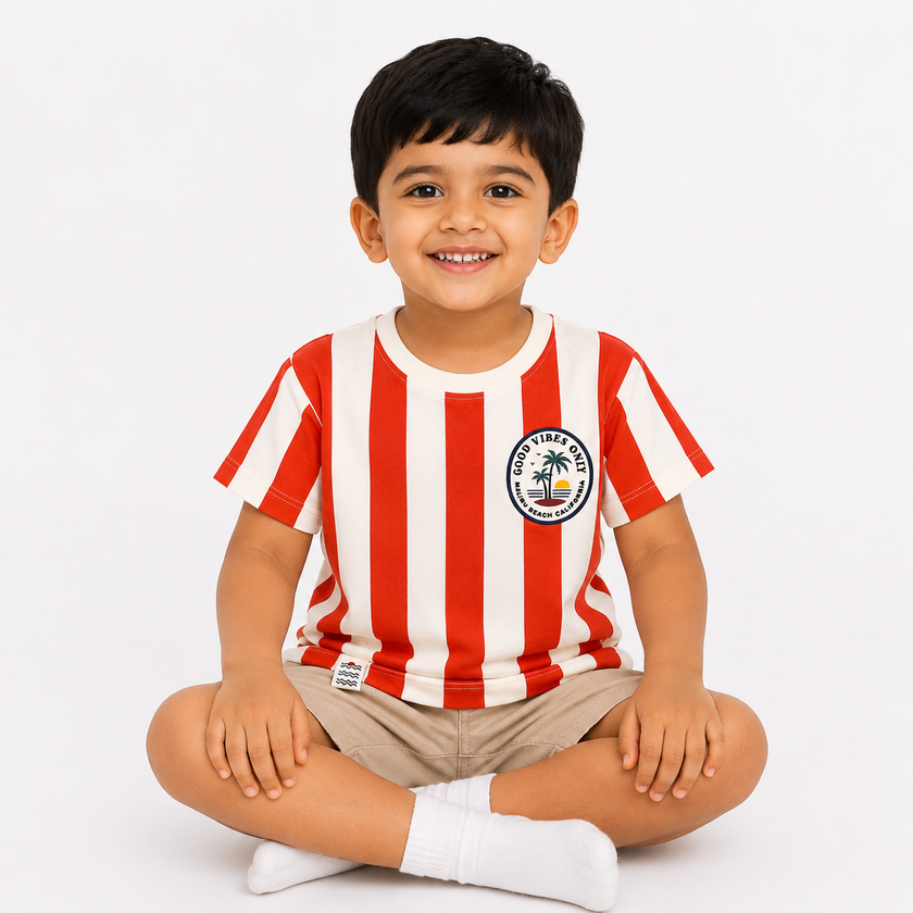 Good Vibes Only Striped Cotton T-Shirt