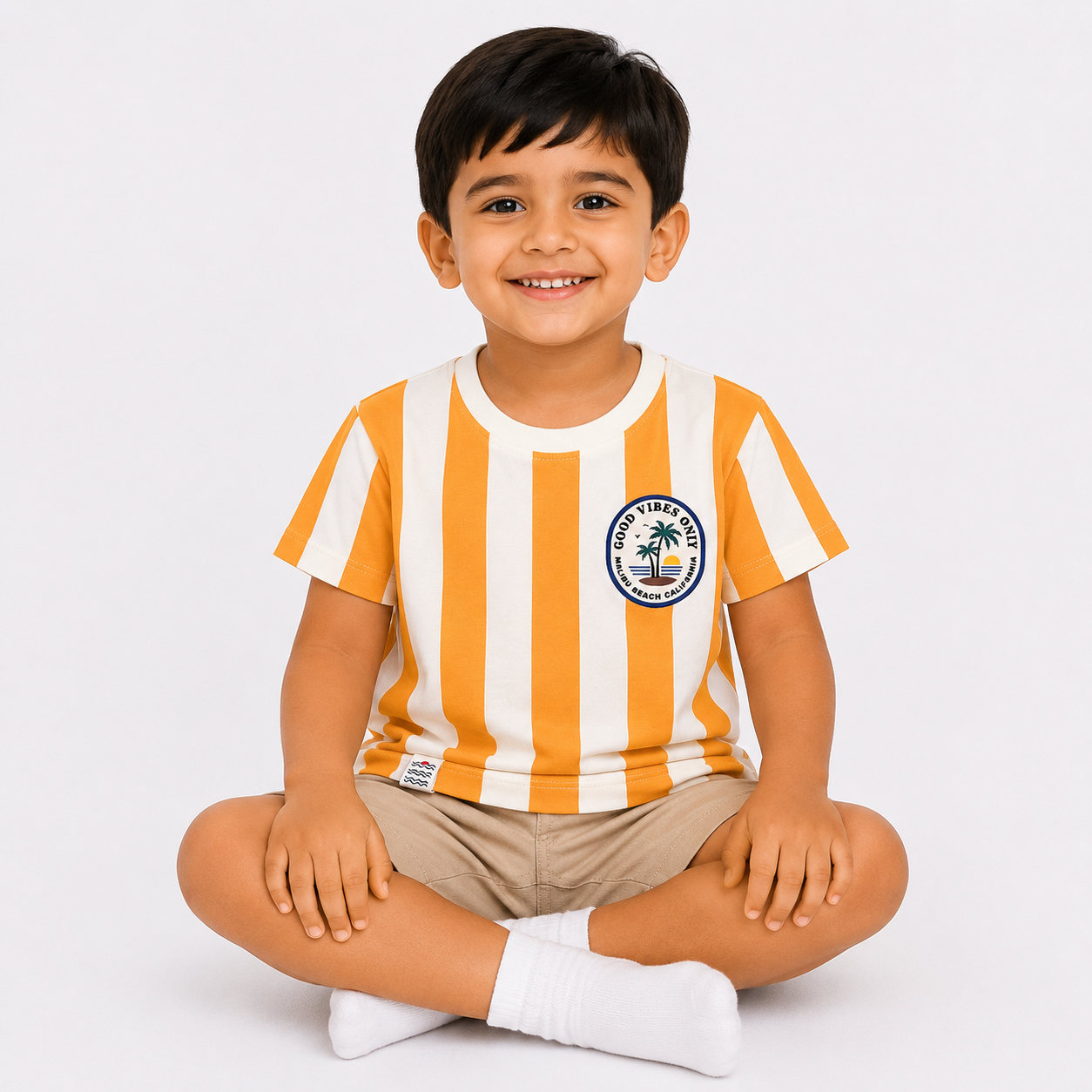 Good Vibes Only Striped Cotton T-Shirt
