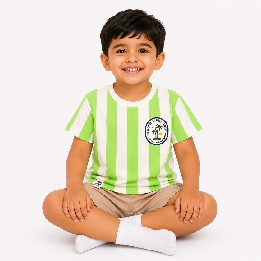 Good Vibes Only Striped Cotton T-Shirt