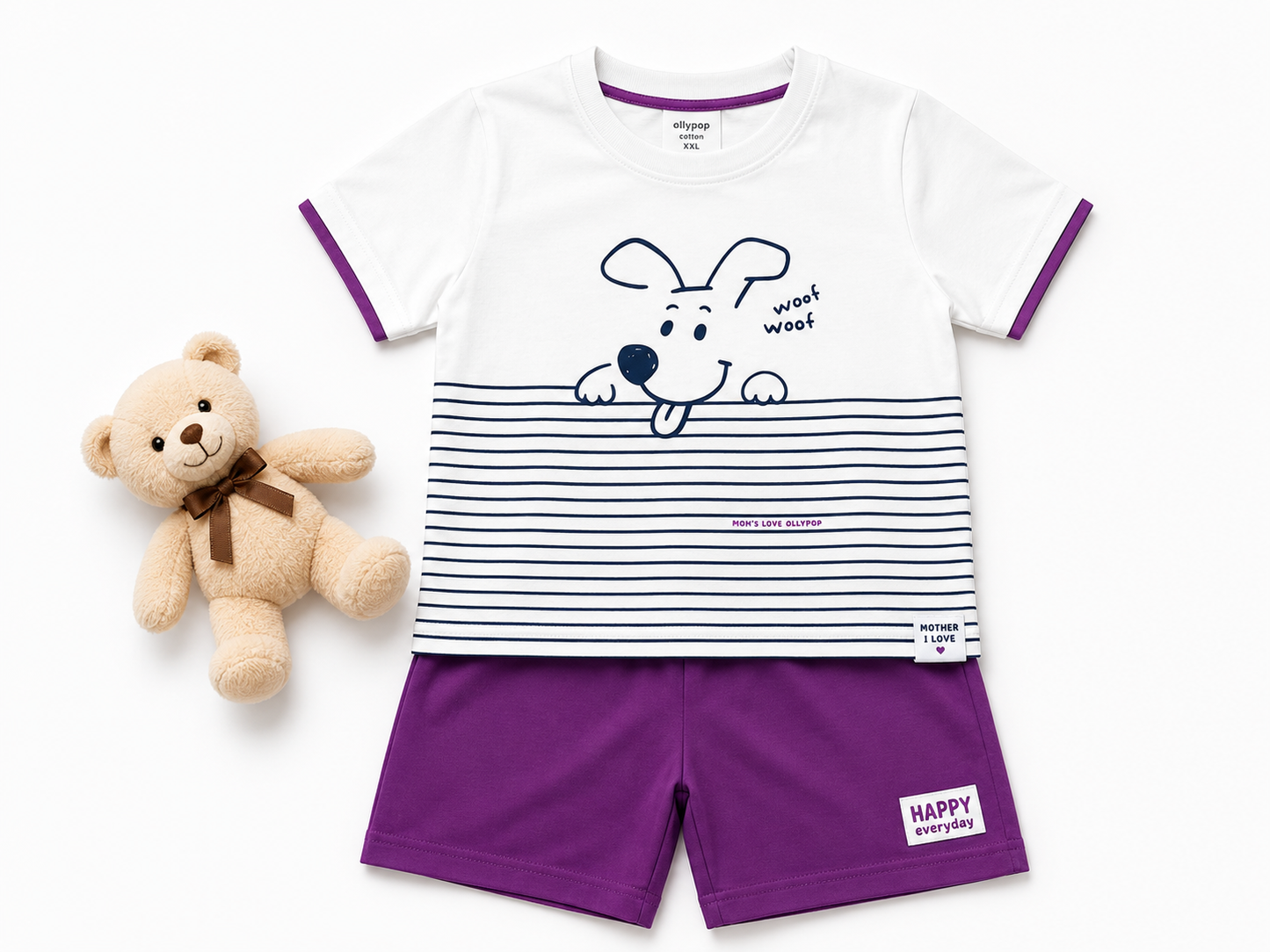 Blue Puppy Print T-Shirt & Navy Co-ord Set