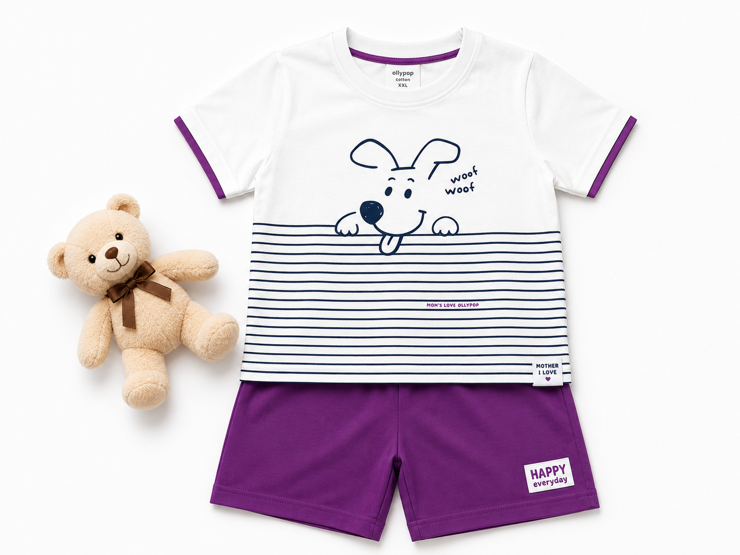 Blue Puppy Print T-Shirt & Navy Co-ord Set