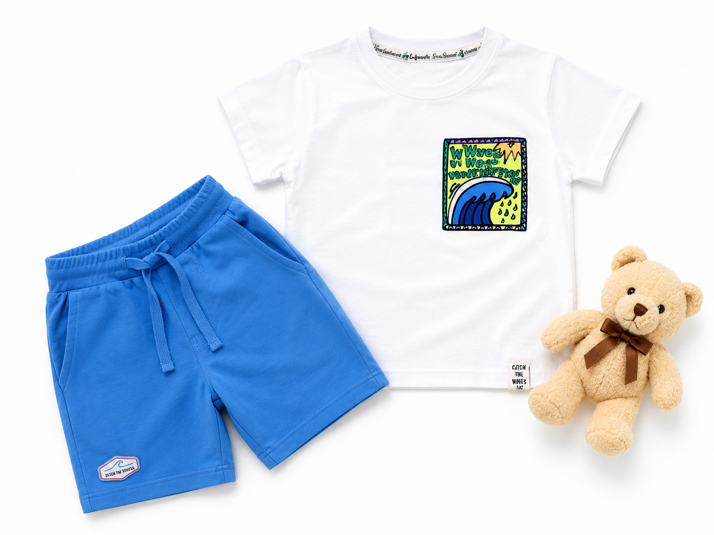 Kids White Surf Print Co-ord Set