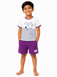 Blue Puppy Print T-Shirt & Navy Co-ord Set