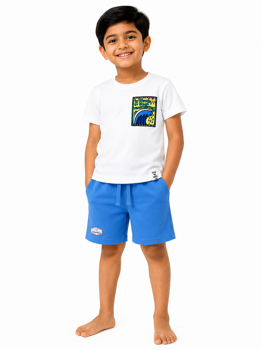 Kids White Surf Print Co-ord Set