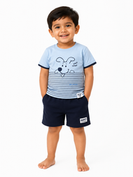 Blue Puppy Print T-Shirt & Navy Co-ord Set