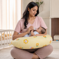 Yellow Floral & Chicken Print Nursing and Feeding Pillow
