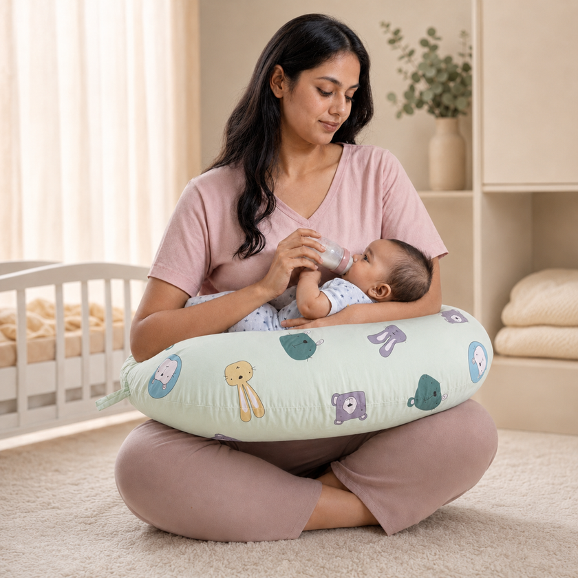 Mint Green Animal Print Nursing and Feeding Pillow