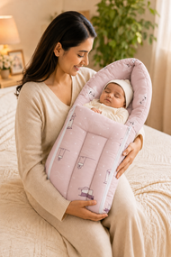 Dusty Pink Boat-Print Baby Carry Nest